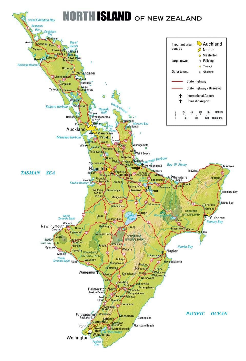 แผนที่ของทางเหนือเกาะของนิวซีแลนด์