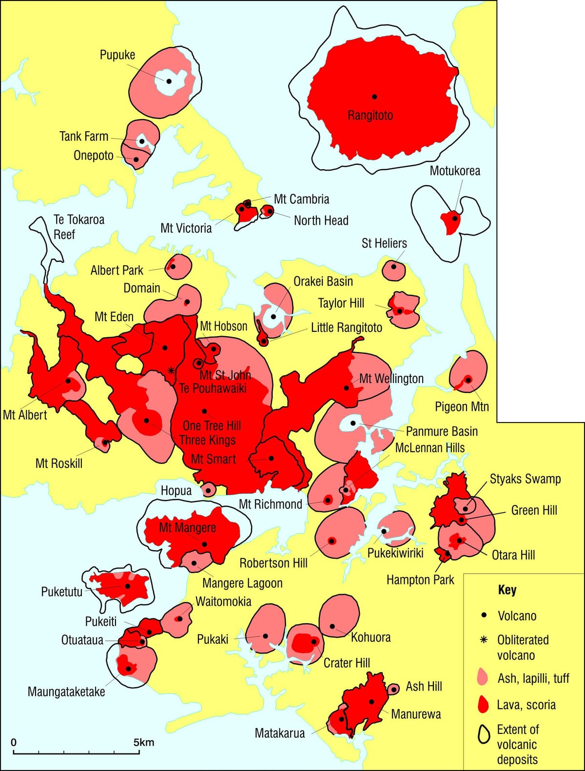 อ็อคแลนด์ volcanoes แผนที่