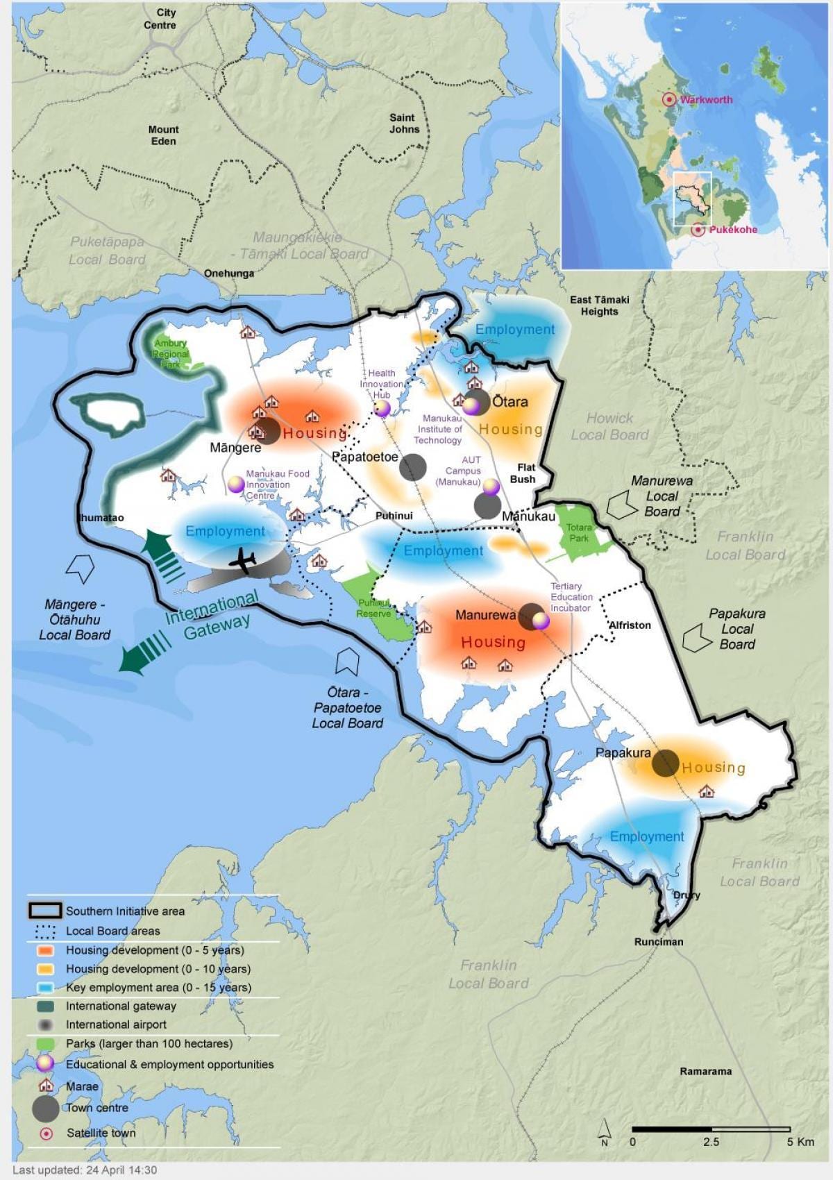 แผนที่ทางตอนใต้ของอ็อคแลนด์