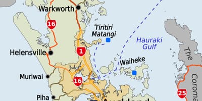 แผนที่ของอ็อคแลนด์ขอบเขต