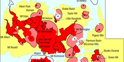 อ็อคแลนด์ volcanoes แผนที่